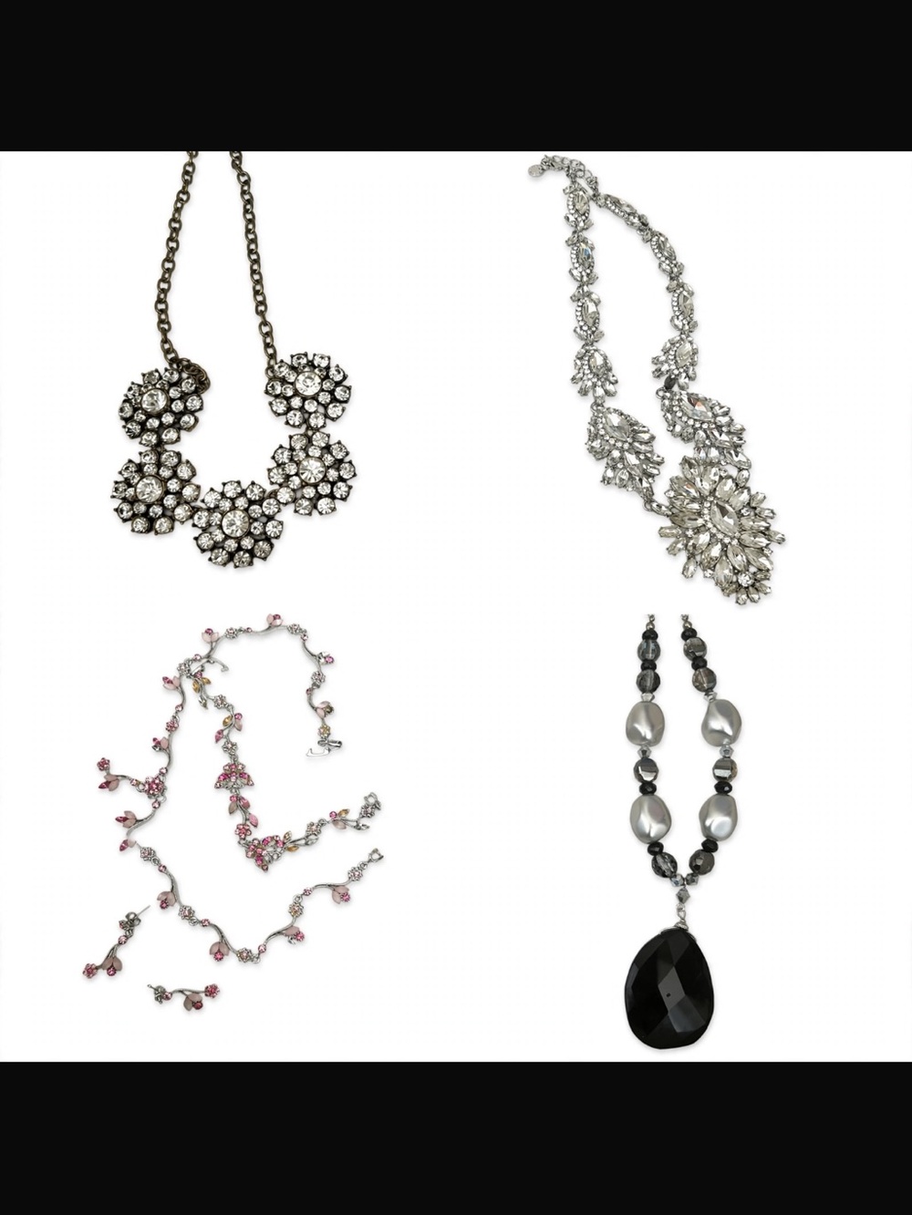 5 pc bridle crystal necklace bundle rhinestone wedding jewelry set +earrings